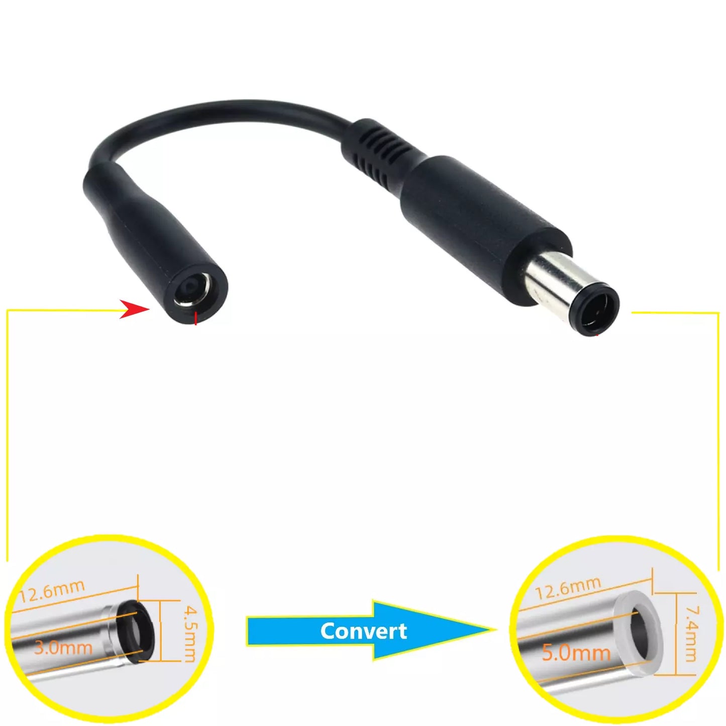 DC 7.4mm*5.0mm to 4.5mm*3.0mm AC Charger Power Supply Adaptor Charging Converter Cable For Dell