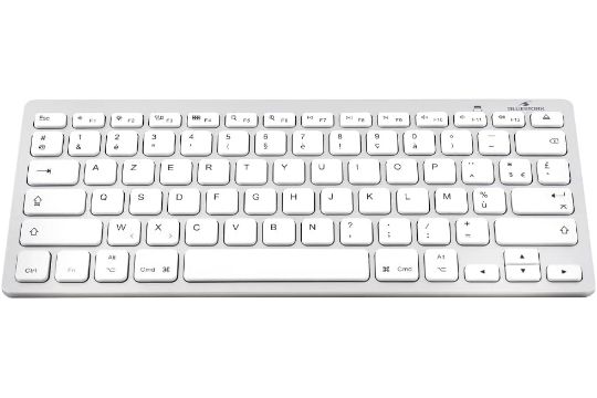 Bluestork Wireless Bluetooth Keyboard for Mac, MacBook Pro, MacBook Air, iPad, iPhone - Mini French AZERTY Mac Keyboard - Compact, Ultra Slim, Lightweight, Quiet - NEW 2022 (White)