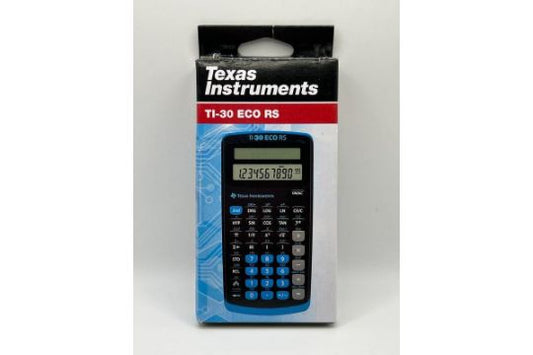 Texas Instruments TI-30 ECO RS School Calculator, Technical Scientific (Single Line 10 Digit Display, Solar Powered) Black