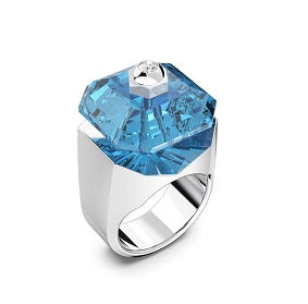 SWAROVSKI 100% GENUINE Numina ring Square cut, Blue, Rhodium plated size 50