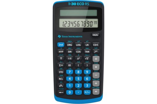 Texas Instruments TI-30 ECO RS School Calculator, Technical Scientific (Single Line 10 Digit Display, Solar Powered) Black