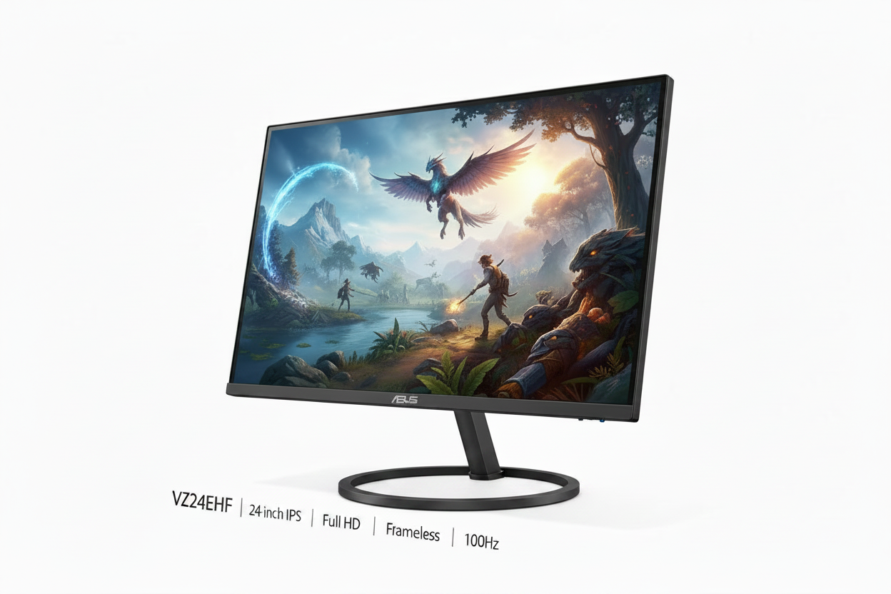 ASUS VZ24EHF Eye Care Gaming Monitor – 24-inch, IPS, Full HD, Frameless, 100Hz